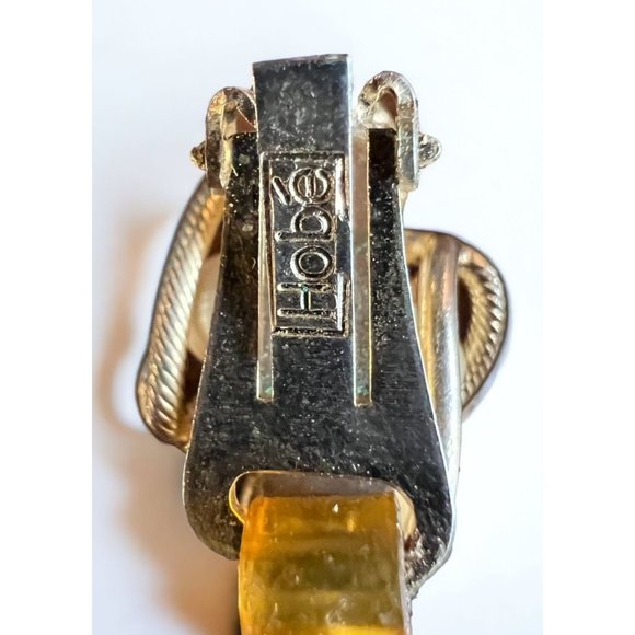 Hobe Clip On Earrings Gold Tone Pearl Twisted Cage - Picture 6 of 11